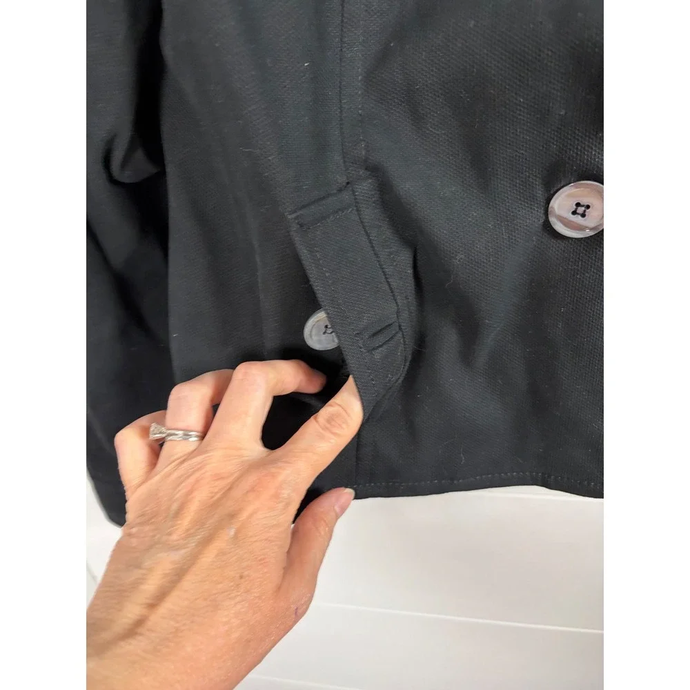 Talbots Jacket‎ Cotton Twill Black Buttons Tailored Women 10P Petite Preppy EUC